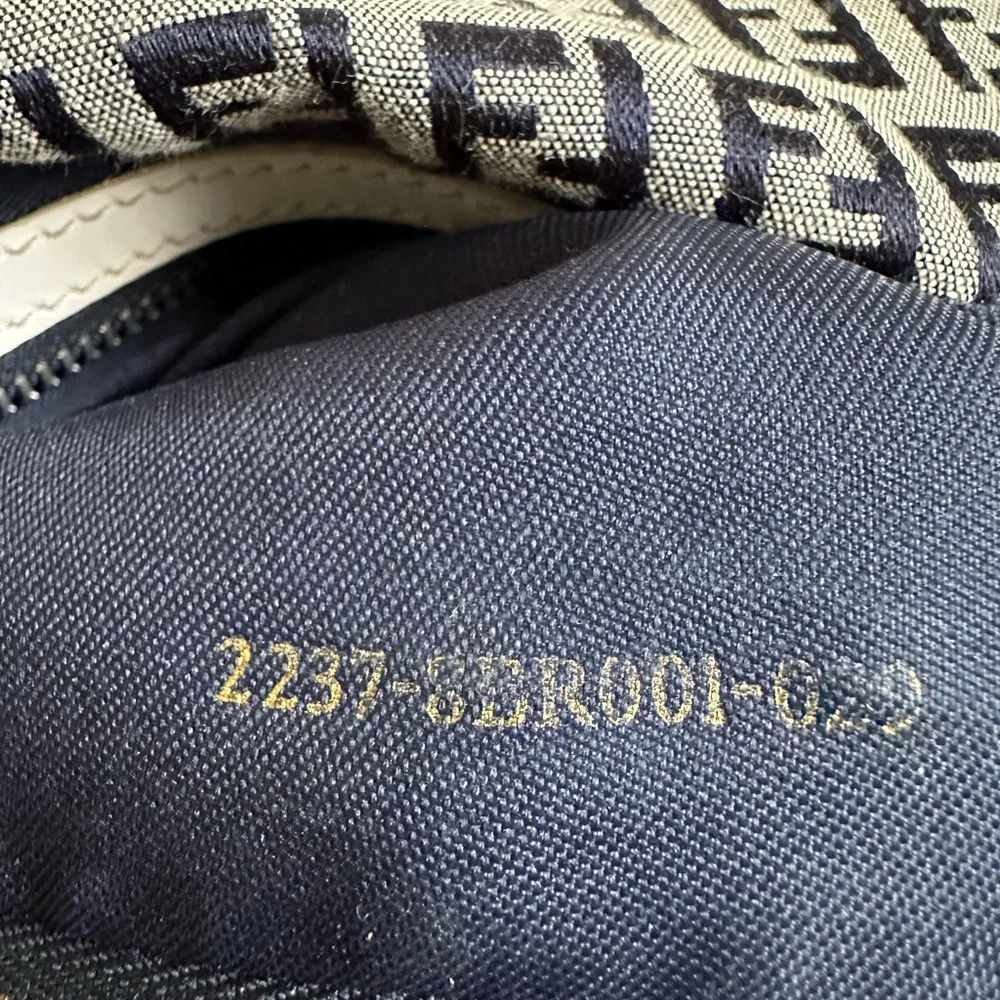 FENDI Zucchino Mamma Baguette Shoulder Handbag Canvas & White Leather - Picture 11 of 11